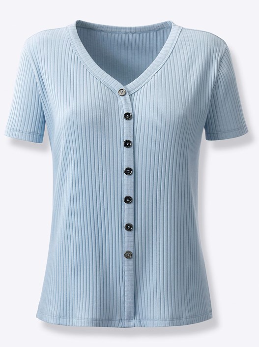 Creation L Light Blue Ribbed Button Up Shirt