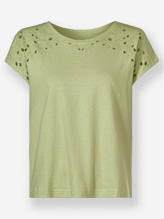 Creation L Lime Eyelet Embroidered Shirt