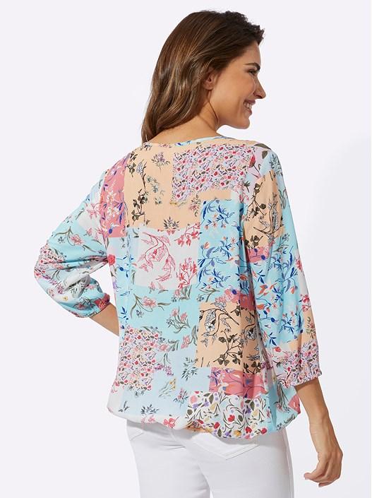 Creation L Mint/Rose Print Patchwork Print Blouse