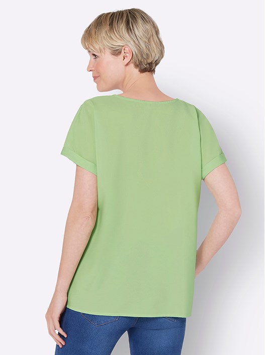 Creation L Mint Slip On V-Neck Blouse