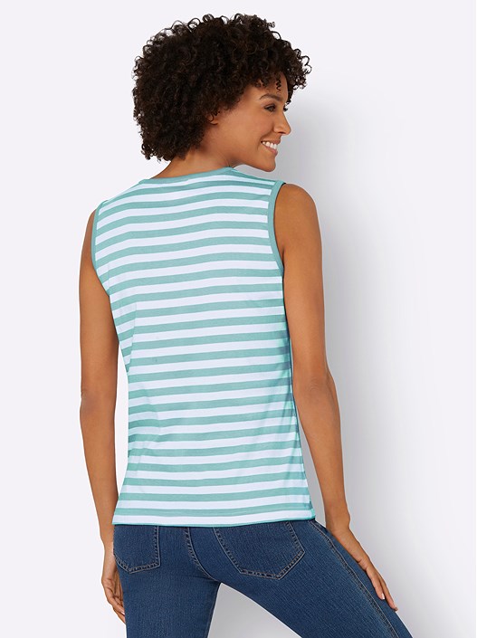 Creation L Mint-White-Striped Striped Tank Top
