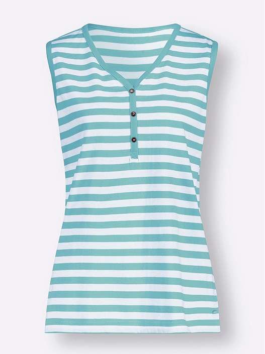 Creation L Mint-White-Striped Striped Tank Top