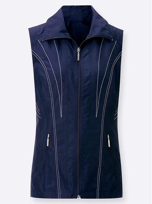 creation l Navy Contrast Stitch Vest