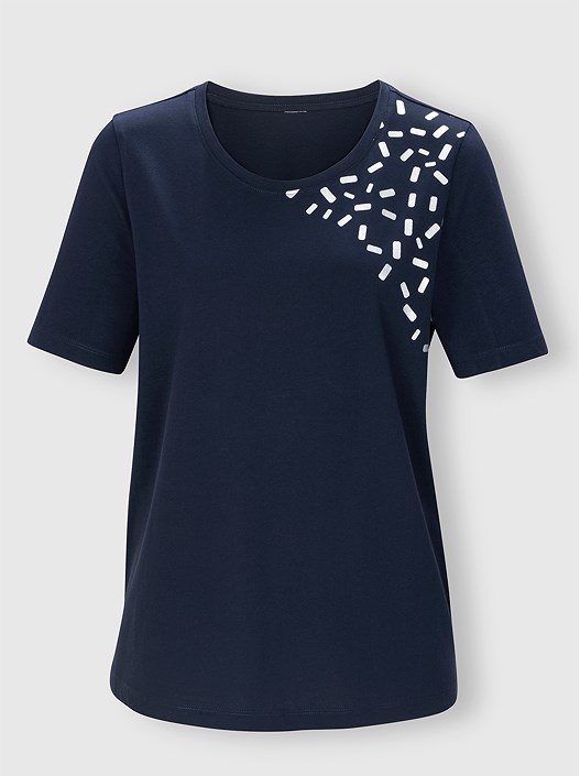 Creation L Navy Foil Print Shirt