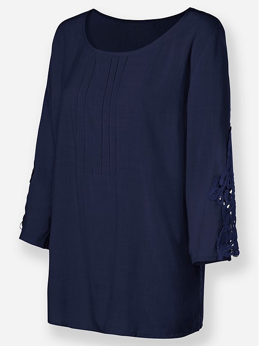 Creation L Navy Lace Flare Sleeve Blouse