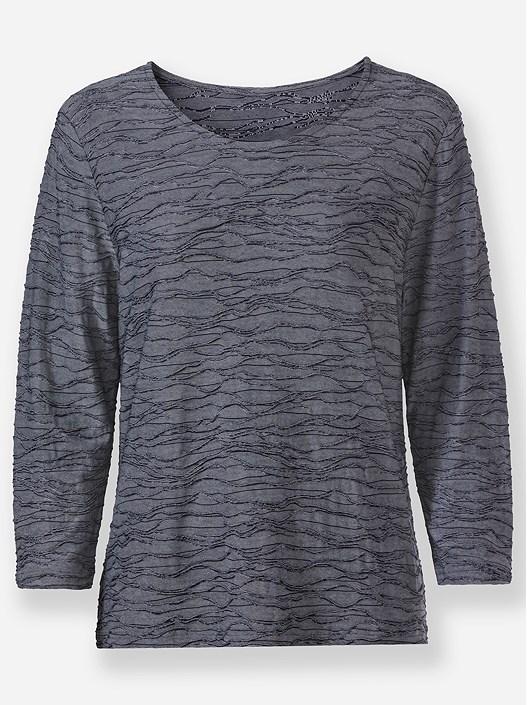 Creation L Navy-Mottled Textured 3/4 Sleeve Shirt