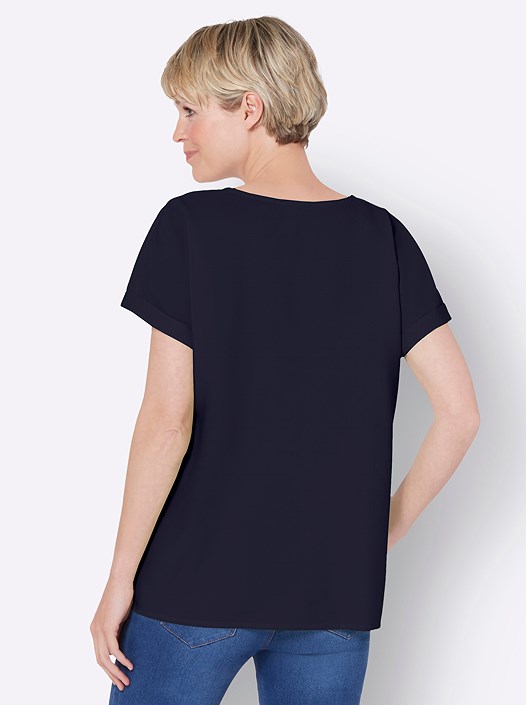 Creation L Navy Slip On V-Neck Blouse