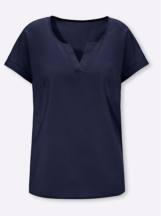 Creation L Navy Slip On V-Neck Blouse