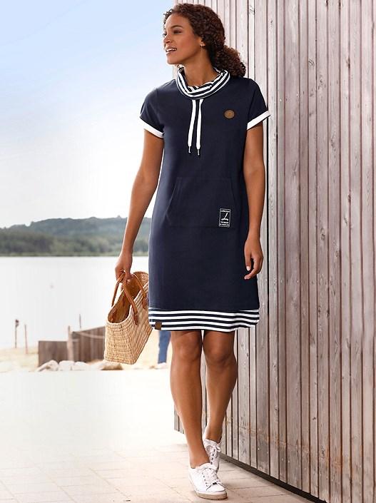 creation l Navy Stripe Trim Dress from creation L