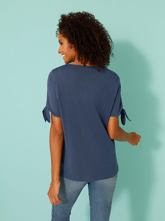 Creation L Navy Tie Sleeve Shirt