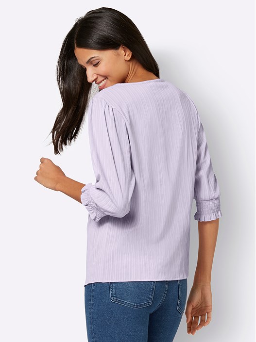 Creation L Pale Lilac Textured Smocked Hem Blouse
