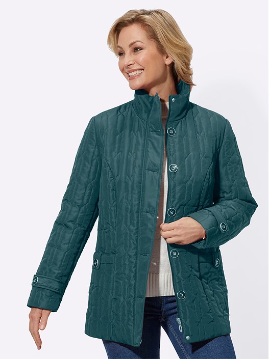 Creation L Petrol Quilted Button Up Jacket