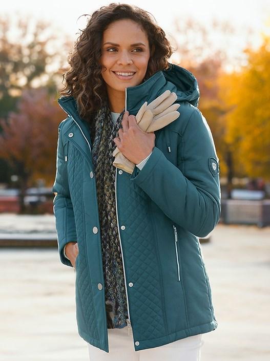 creation l Petrol Quilted Panel Jacket