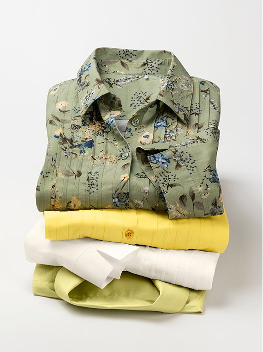 Creation L Pistachio Pleated 3/4 Sleeve Blouse