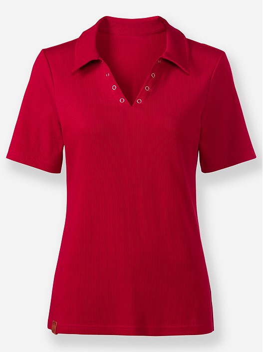 Creation L Red Eyelet Trim Polo Shirt