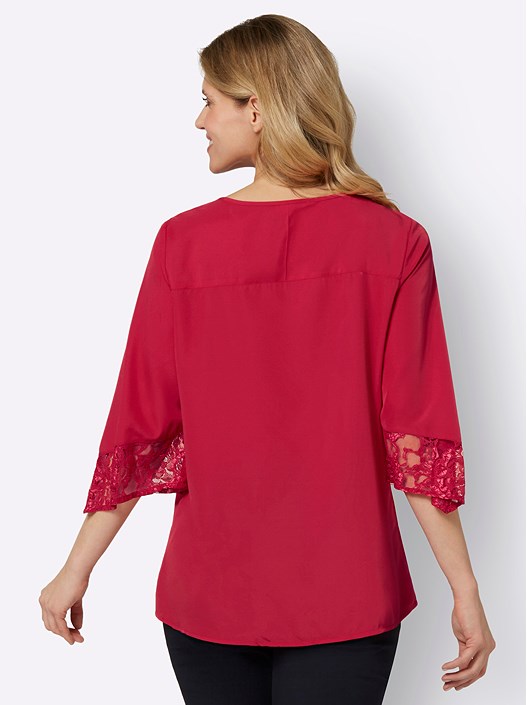 Creation L Red Lace Flared Sleeve Tunic
