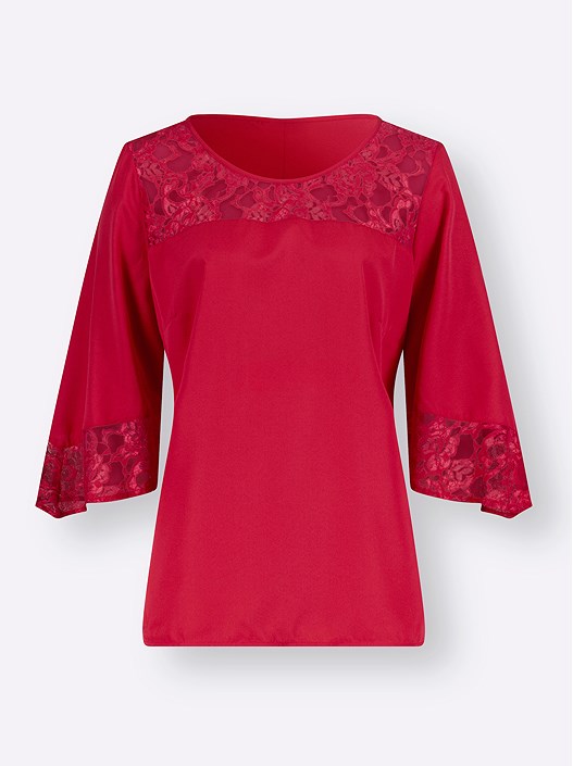 Creation L Red Lace Flared Sleeve Tunic
