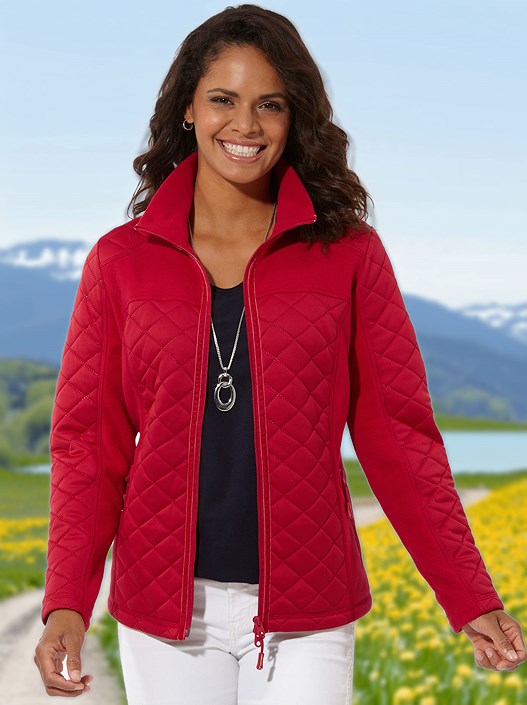 creation l Red Quilted Fleece Jacket