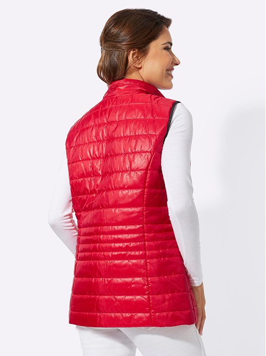 Creation L Red Quilted Zip Up Vest