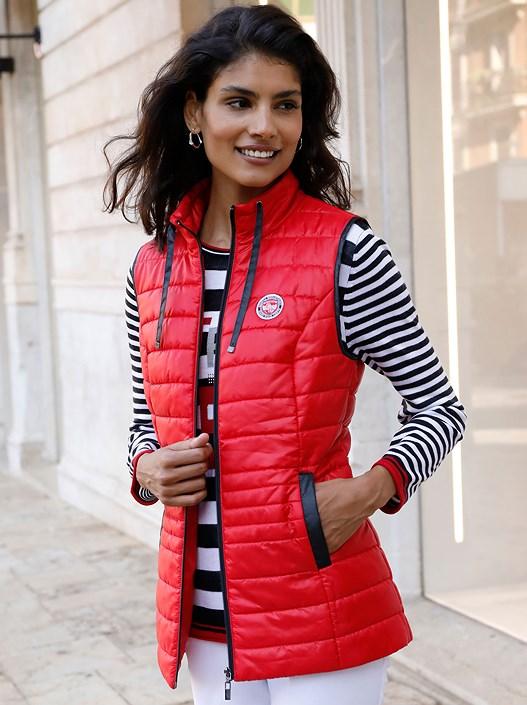 creation l Red Quilted Zip Up Vest