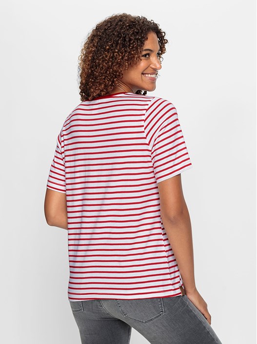 Creation L Red-White-Striped Classic Striped Shirt