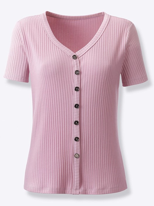 creation L Rose Ribbed Button Up Shirt