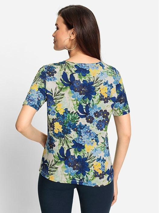 Creation L Royal Blue-Emerald Green-Printed Shirt