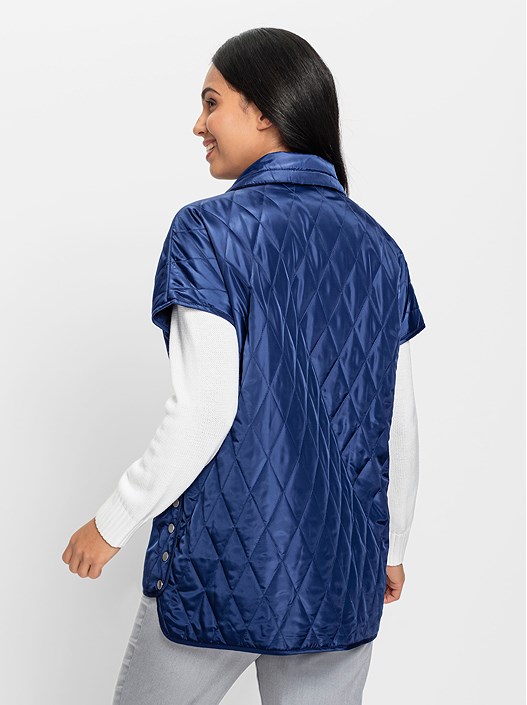 Creation L Royal Blue Quilted Zip Up Vest
