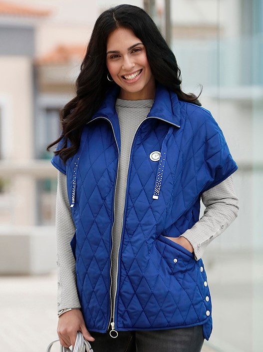 creation l Royal Blue Quilted Zip Up Vest