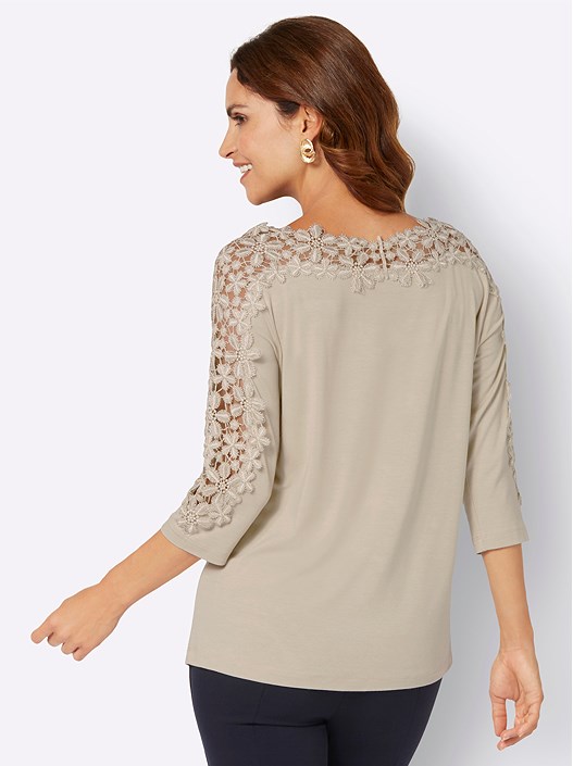 Creation L Sand Lace Trim Shirt