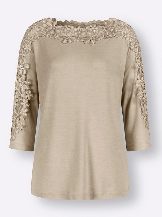 Creation L Sand Lace Trim Shirt