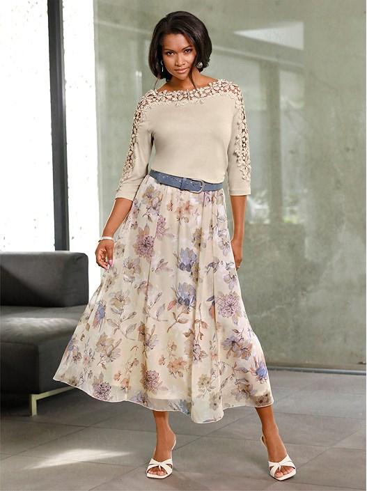 creation l Sand Lace Trim Shirt