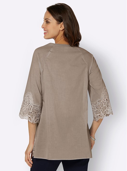 Creation L Sesame Lace Trim Flare Sleeve Blouse