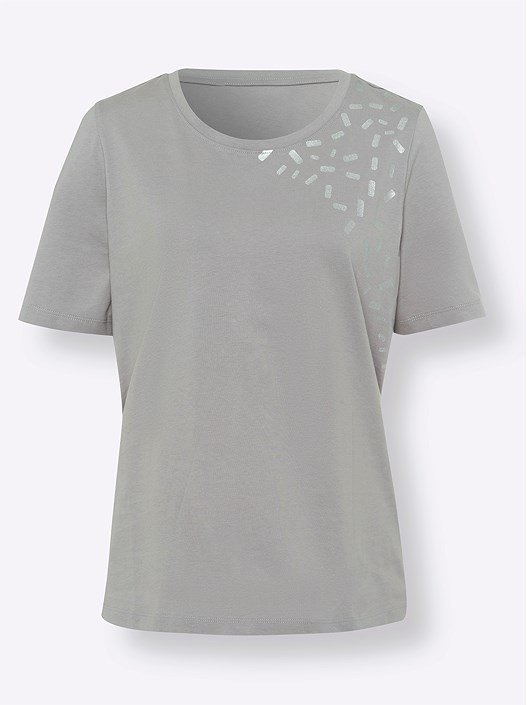 Creation L Stone Grey Foil Print Shirt