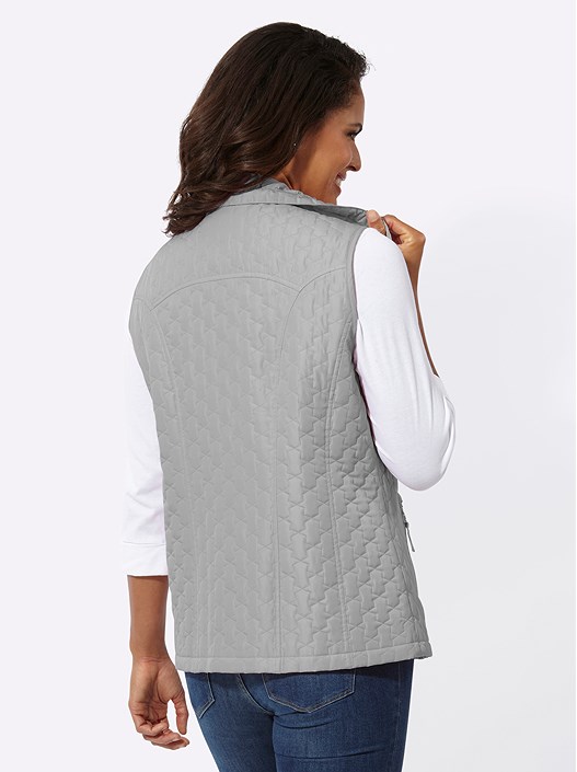 Creation L Stone Grey Quilted Zip Up Vest