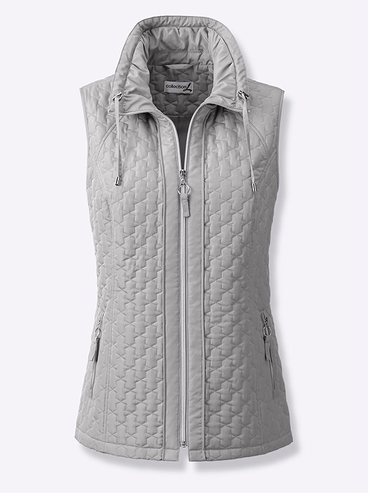 Creation L Stone Grey Quilted Zip Up Vest