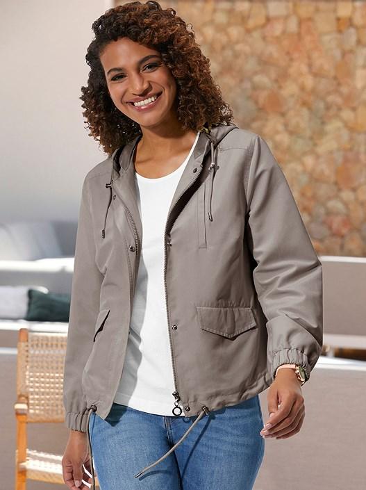 creation l Taupe Drawstring Utility Jacket