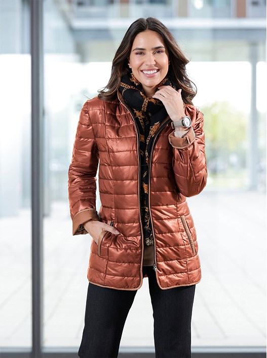 creation l Terracotta Quilted Puffer Jacket