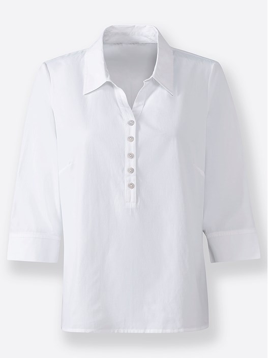 Creation L White 3/4 Sleeve Button Up Blouse