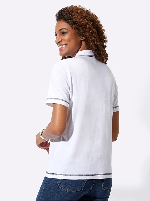 Creation L White Contrast Trim Polo Shirt