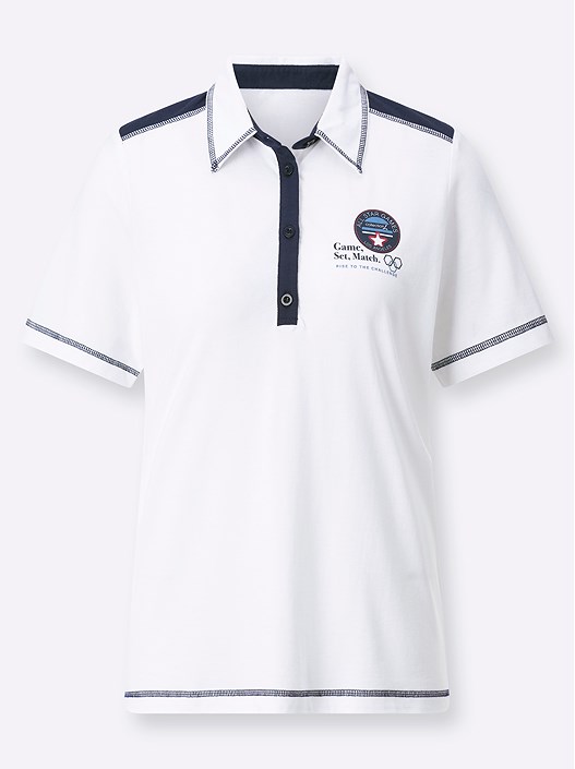 Creation L White Contrast Trim Polo Shirt