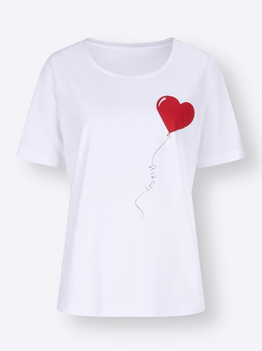 Creation L White Decorative Heart Print Shirt