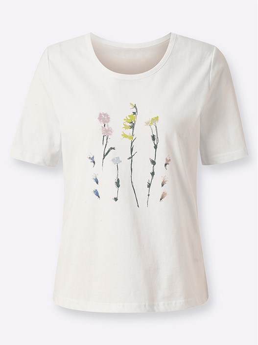 Creation L White Floral Graphic Top