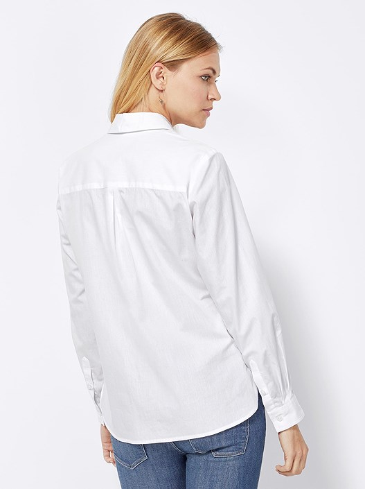 Creation L White Hidden Button Panel Blouse