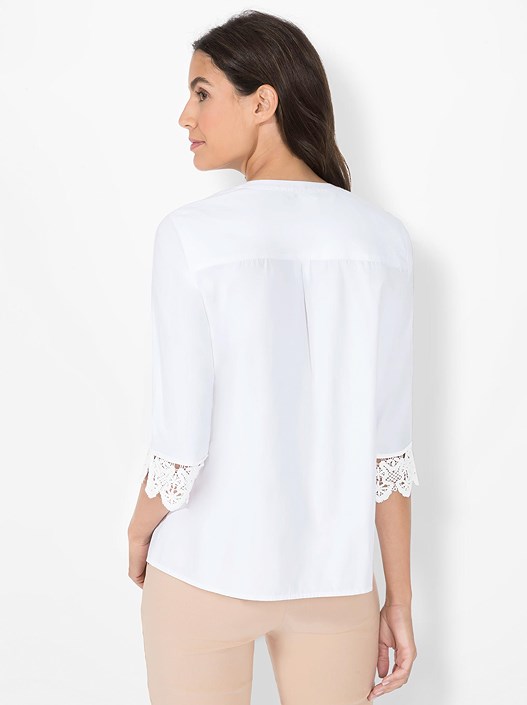Creation L White Lace Detail V-Neck Blouse