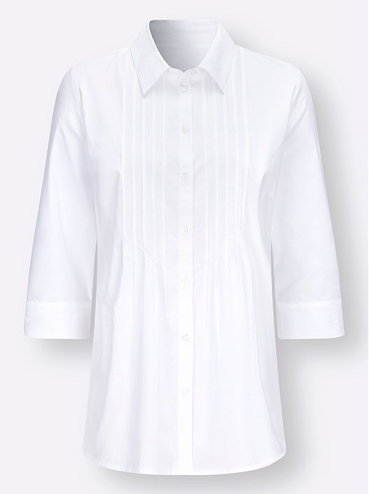 Creation L White Pleated Long Blouse