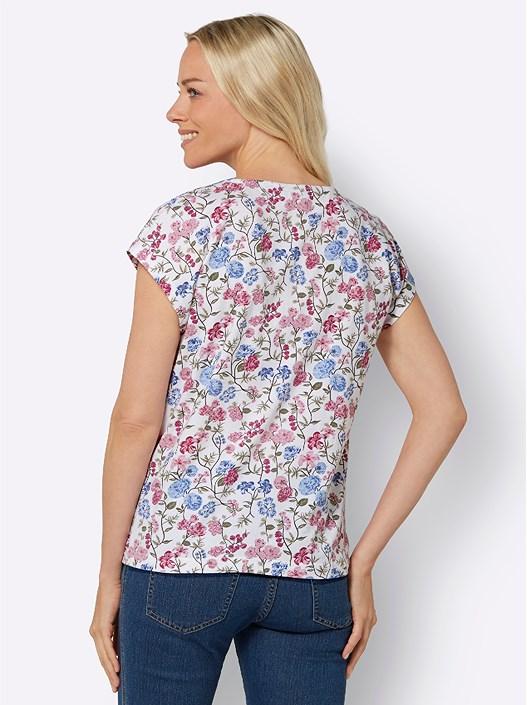 Creation L White-Printed Floral Drop Shoulder Top