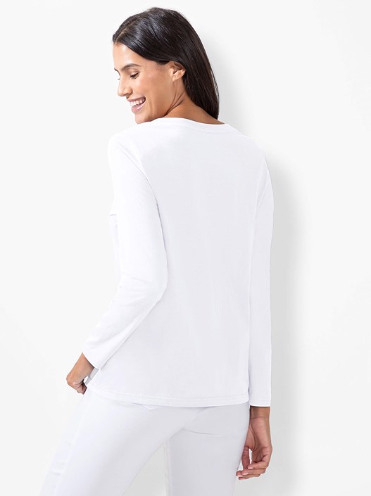 Creation L White Ruched Button Panel Top
