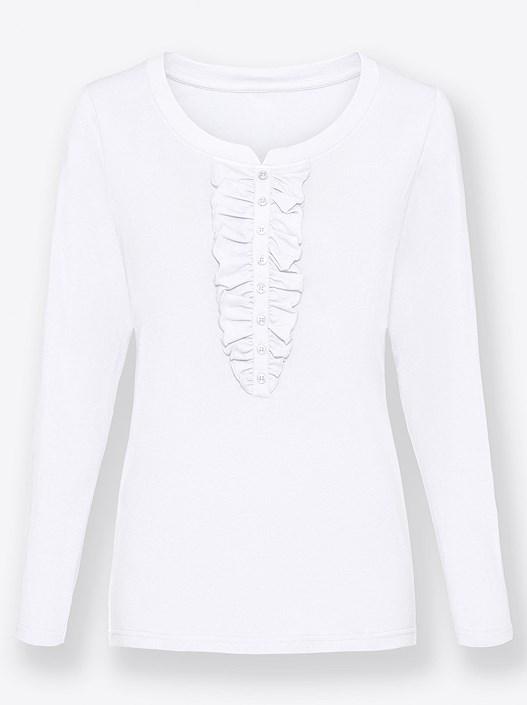 Creation L White Ruched Button Panel Top
