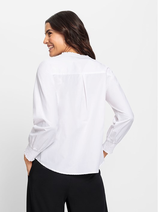 Creation L White Ruffle Trim Blouse
